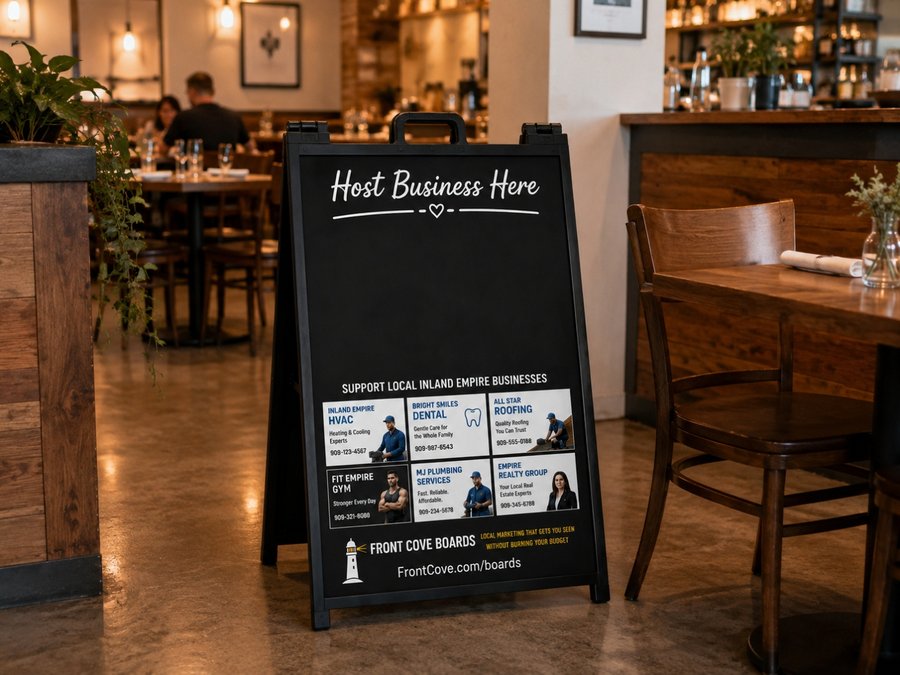 FrontCove specials board placed near the entrance of a restaurant